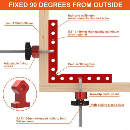 Precision 90° Aluminum Corner Clamp - CNC Woodworking Positioning Square for Cabinets & Frames