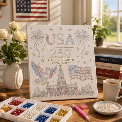 🔥LAST DAY 50% OFF - 🇺🇸 USA 250th Anniversary DIY Pearl Painting Kit ✨❤️‍🔥