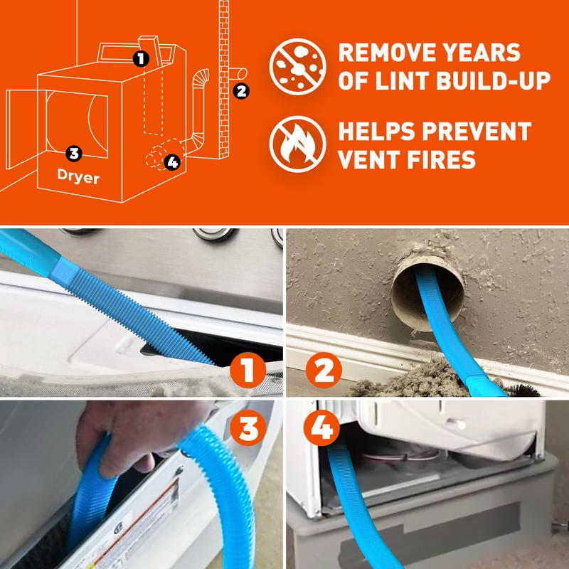 Professional Dryer Vent Vacuum Attachment - Deep Cleaning Lint Remover for Home Safety