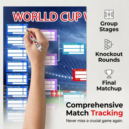 ⚽🏆 Ultimate 2026 Soccer Fan Wall Chart Kit – Group Stage & Knockout Posters (23.6” x 35.4”), Marker Pen & Mounting Strips Included 🎁