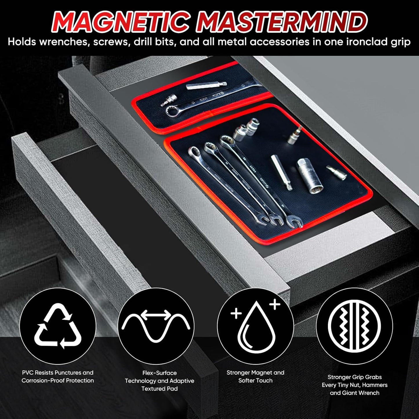 Magnetic Tool Tray Mat – Flexible Workshop Organizer for Metal Surfaces