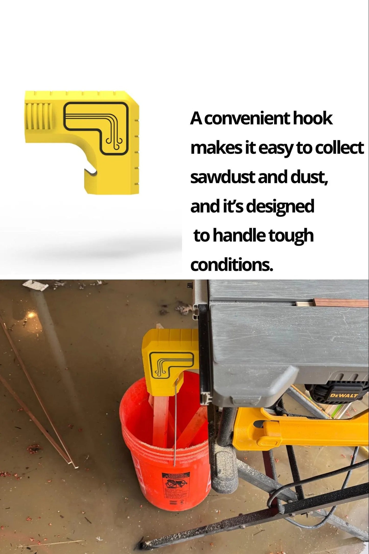 💥Last Day 49% OFF - 🛠️DeWalt Table Saw Dust Extraction Adapter🪵✨Vacuum-Free Gravity Dust Collection, Bucket-Ready, Zero-Cleanup Design