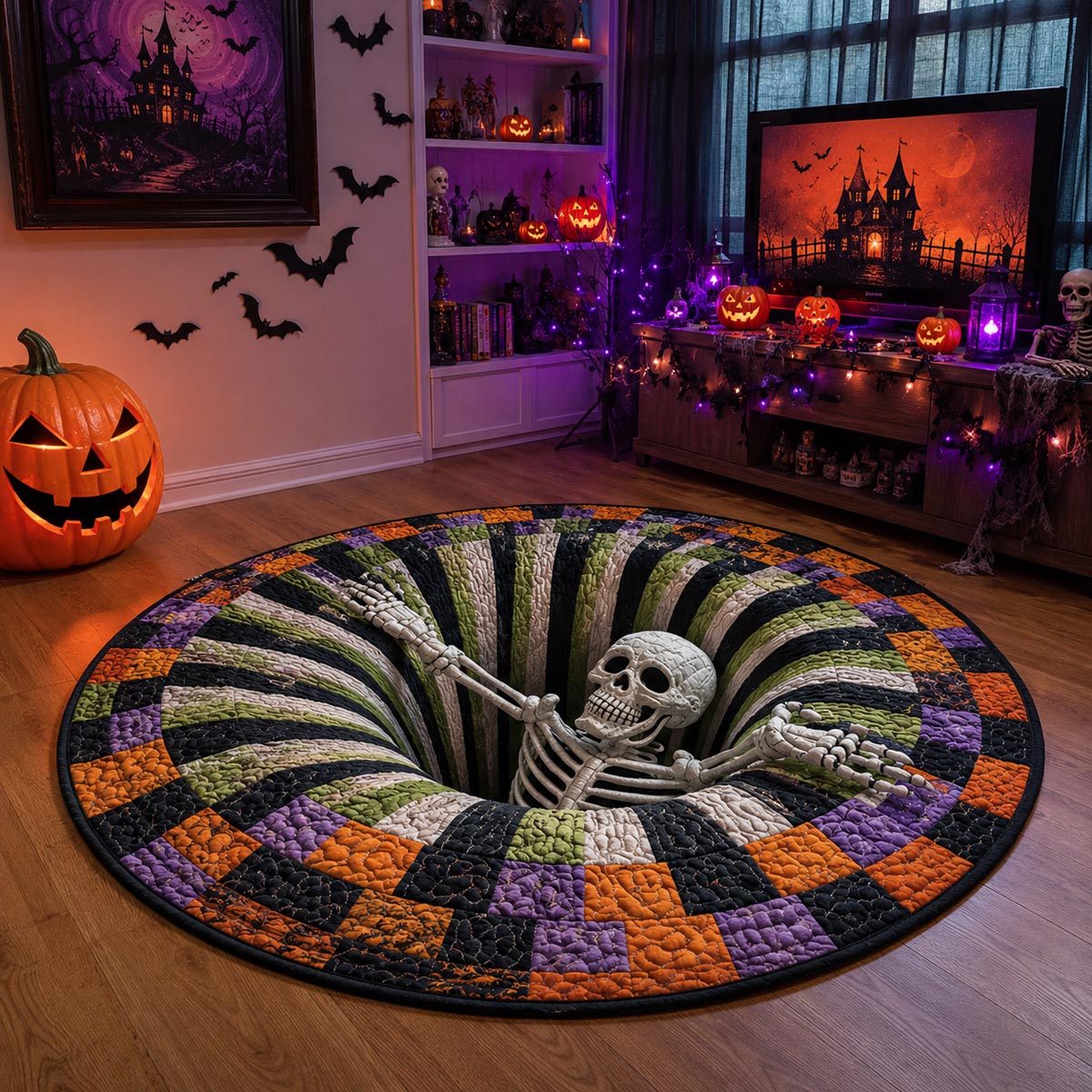 Candy Corn Abyss Quilted Round Mat