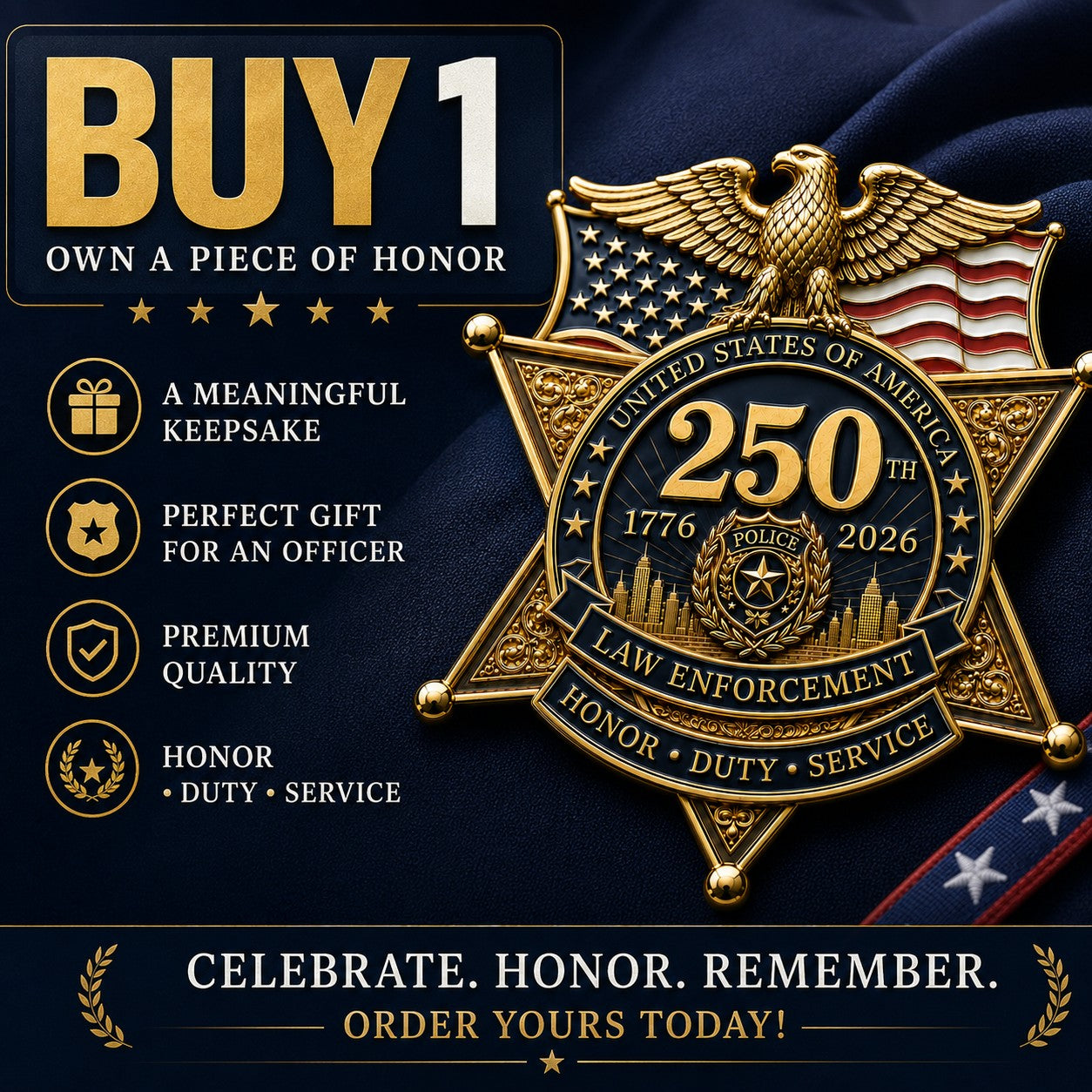⚡️⚡️Flash Sale 49% OFF - America 250 Law Enforcement Brooch