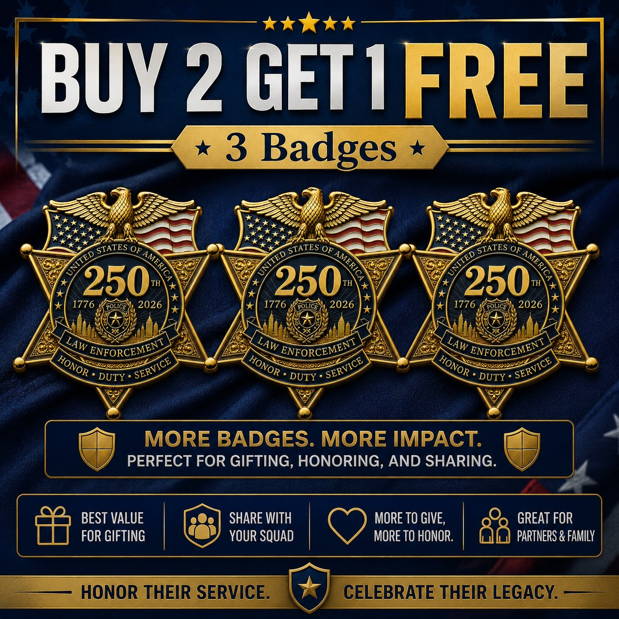 ⚡️⚡️Flash Sale 49% OFF - America 250 Law Enforcement Brooch