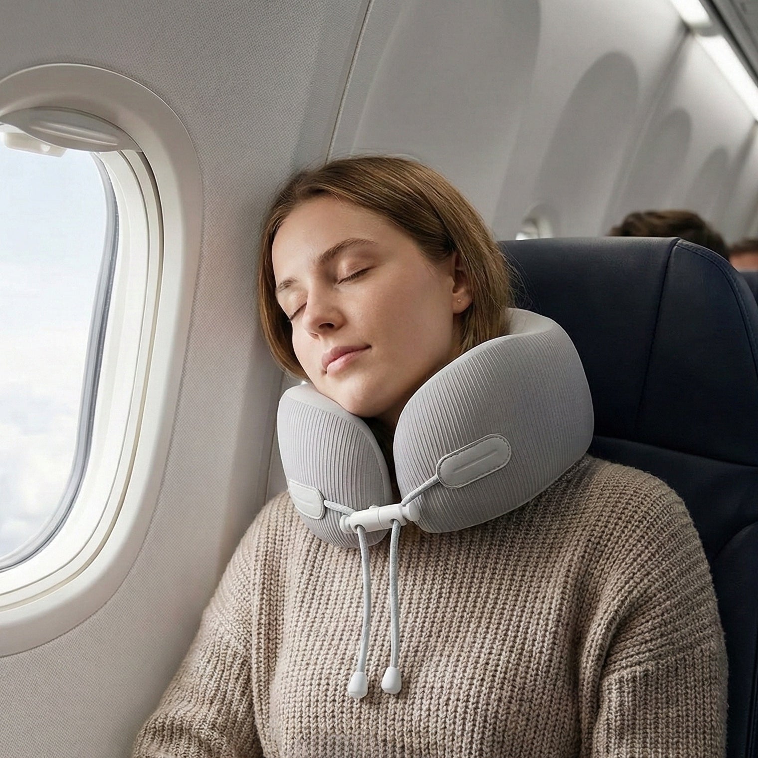 Ice Silk Ribbed High-Back U-Pillow Set