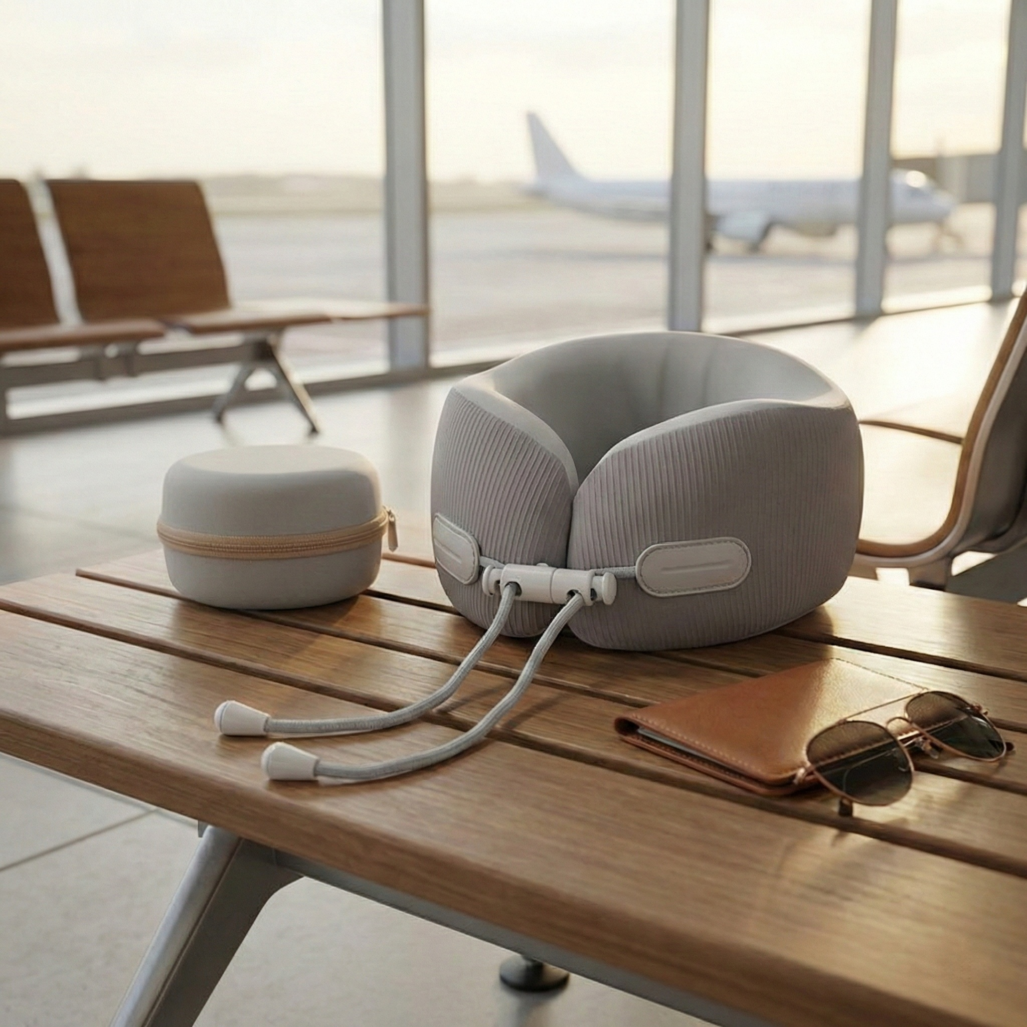 Ice Silk Ribbed High-Back U-Pillow Set