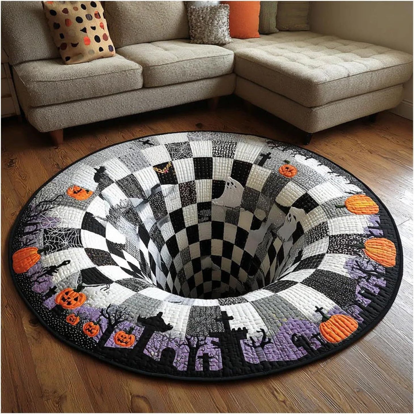 Candy Corn Abyss Quilted Round Mat