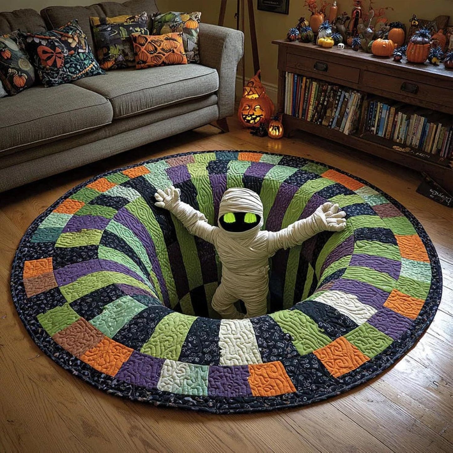 Candy Corn Abyss Quilted Round Mat