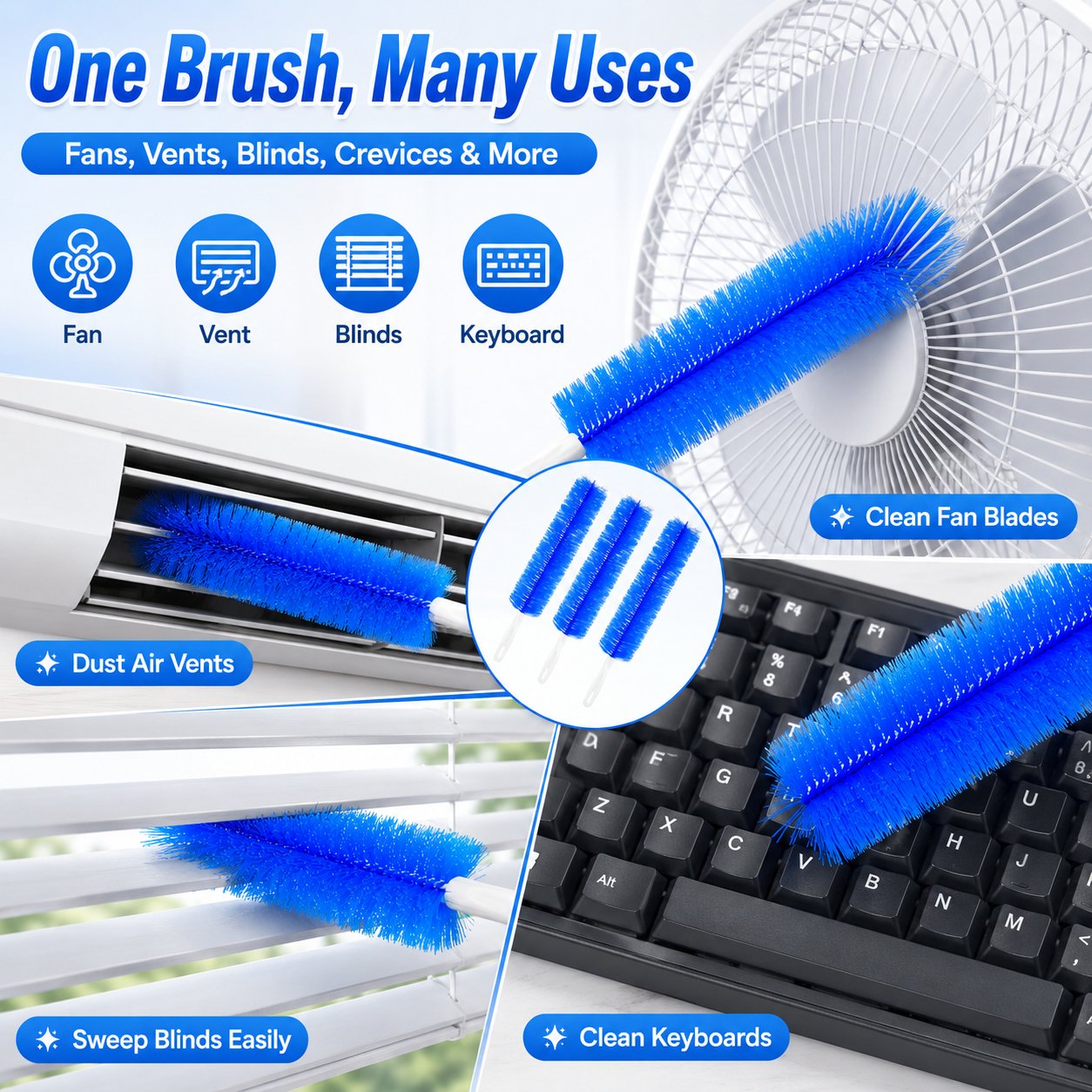 One brush many uses fan vents blinds keyboard