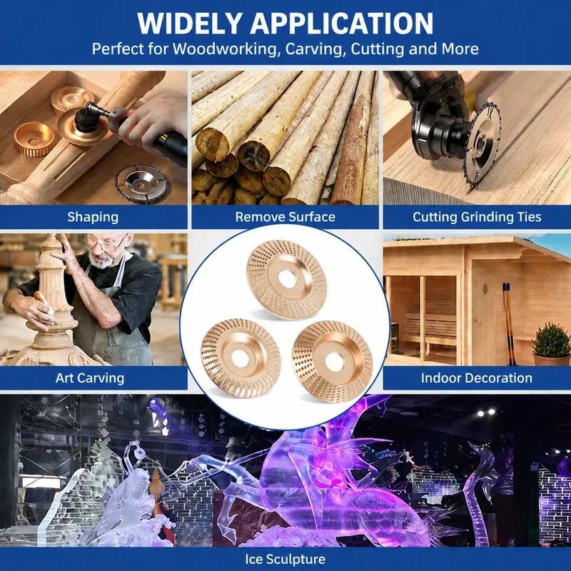 3PCS Wood Carving Disc Set for 4-Inch Angle Grinders