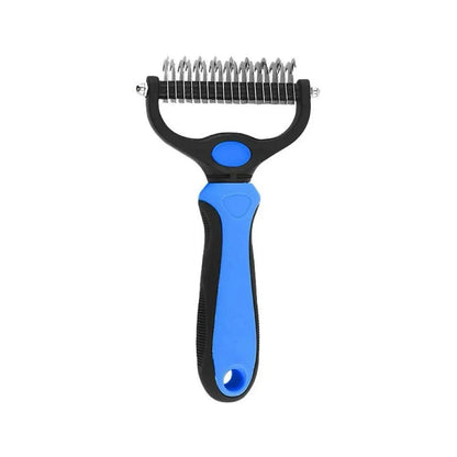 Double-Sided Pet Dematting Rake – Undercoat Grooming Tool for Long-Haired Dogs & Cats