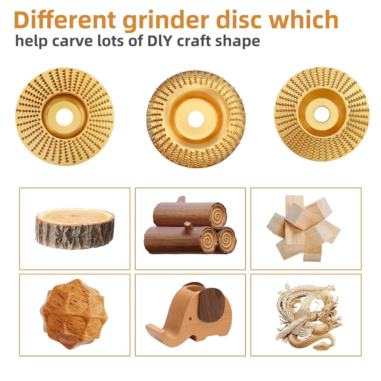 3PCS Wood Carving Disc Set for 4-Inch Angle Grinders