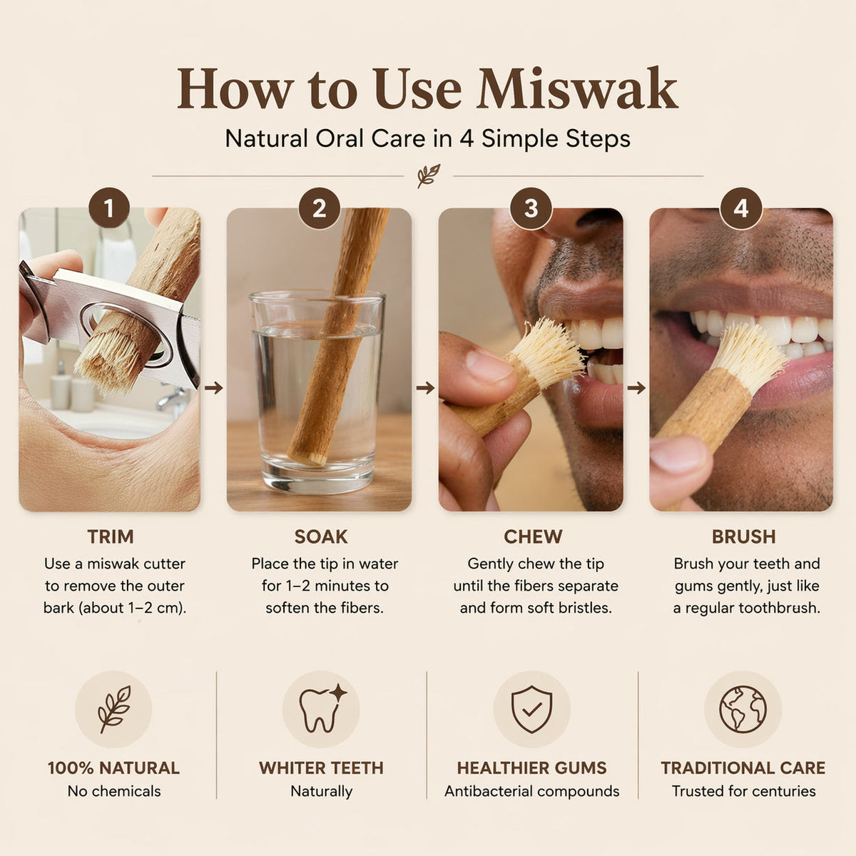 Natural Miswak Toothbrush Sticks